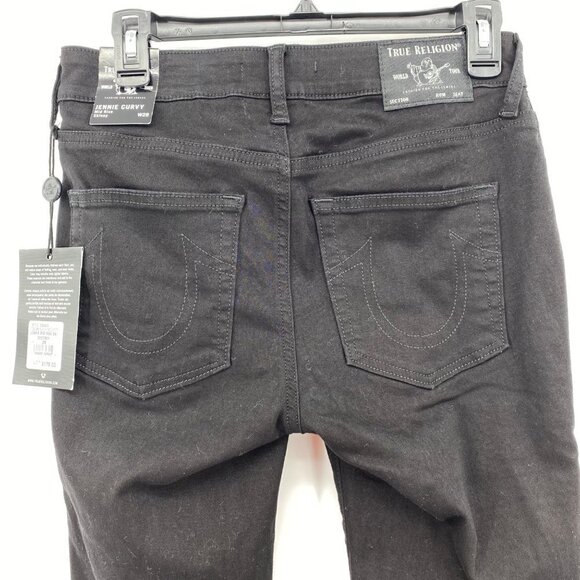 True Religion Jennie Curvy Mid Rise Skinny Distressed Black Jeans Women's Sz 28 - Picture 5 of 15